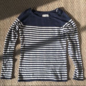 H&M LOGG navy striped round neck knit t shirt top